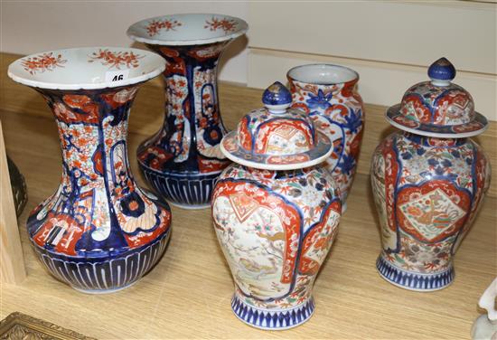Two pairs of Imari vases and another tallest 27cm